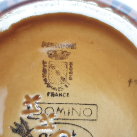 Sarreguemines Brown Vase Domino Pattern From France - Picture 11 of 11